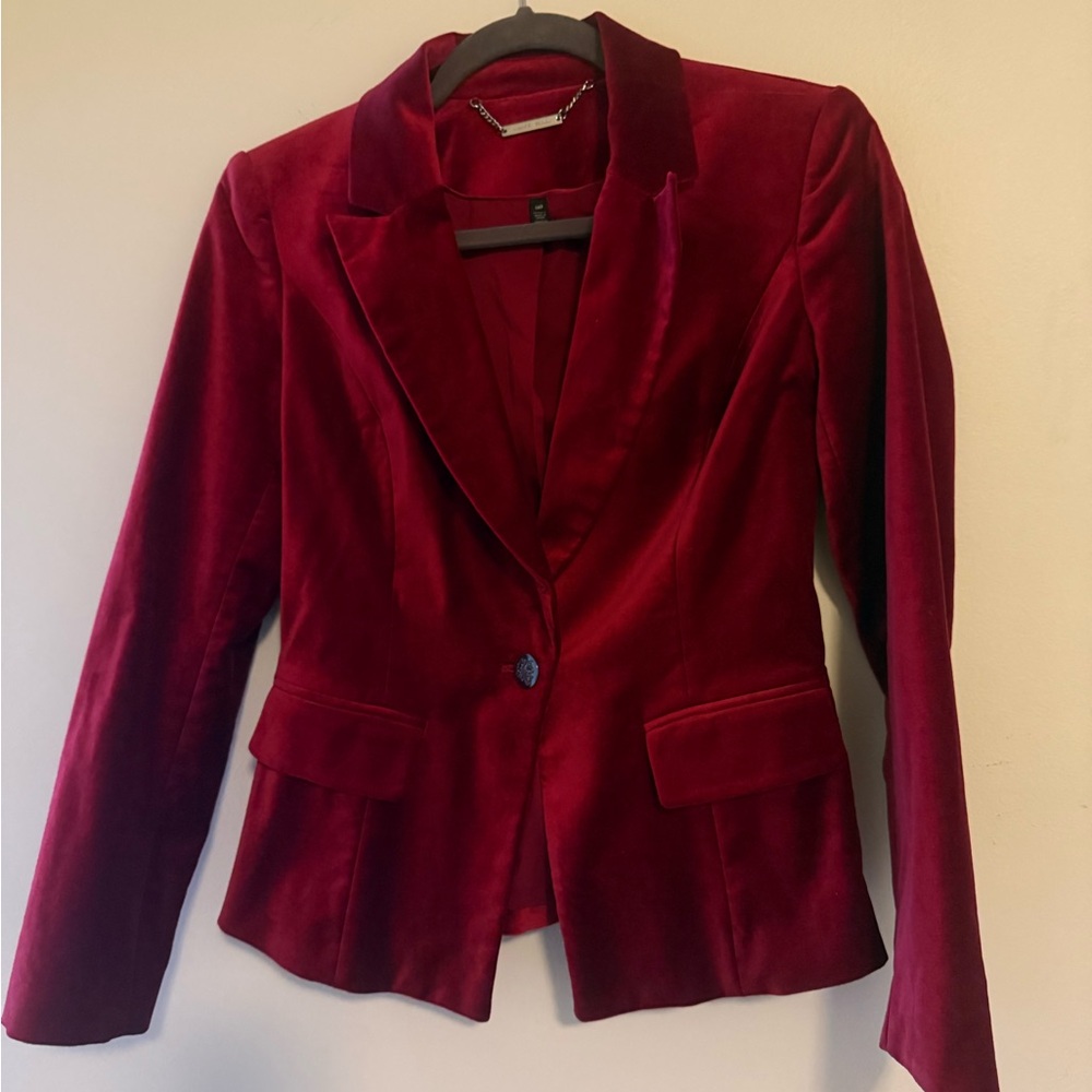 White House Black Market Burgundy Velvet Blazer